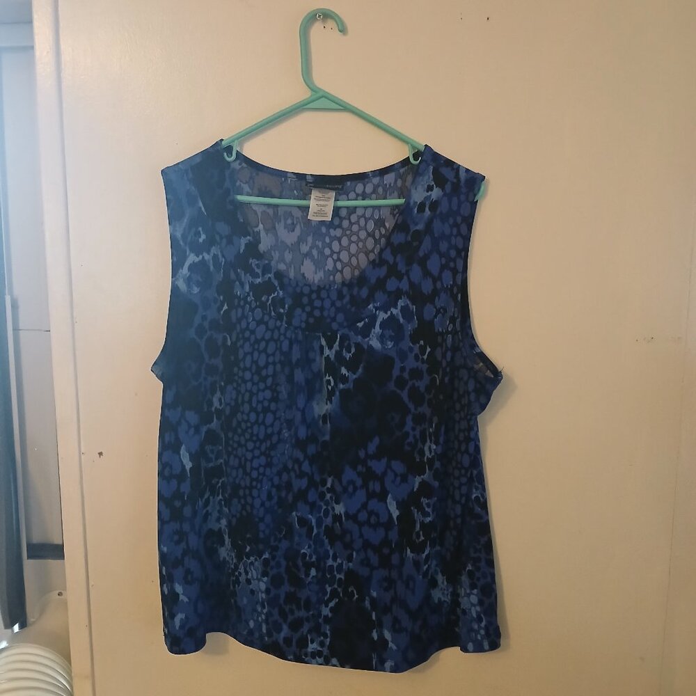 JMS Easy Dressing sleeveless blue and black animal print shirt Size 2x